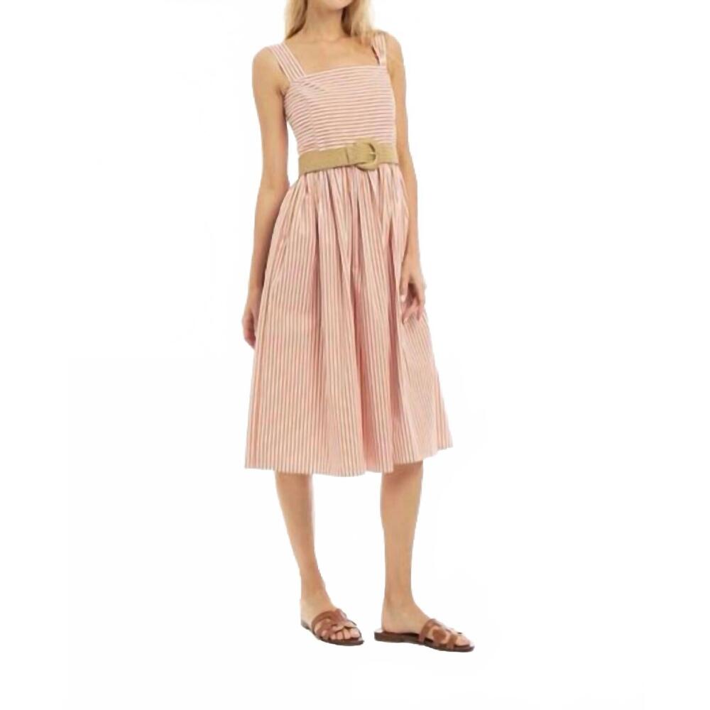 NEW PATTY KIM stripe midi sundress in sienna white